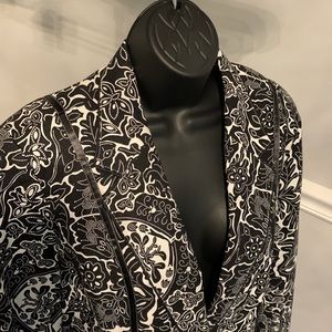 Coldwater Creek Black and White Floral Print Blazer Size PM NWT